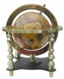 Globus, 4-saeulig, Messing, anlaufgeschuetzt, H: 18cm