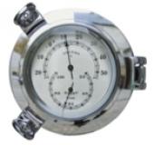 Thermo- & Hygrometer im Bullauge, verchromt, Dm: 14cm