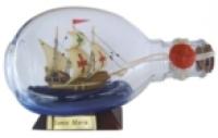 Flaschenschiff - Santa Maria, in der Dimple-Flasche, L: 15cm, H:
