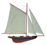 Segel-Yacht, Halbmodell, blau/natur, Holz mit Stoffsegel, L: 56c