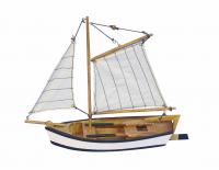 Fischerboot, Holz mit Stoffsegel, L: 25cm, H: 23cm