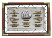 Knotentafel, Holz/Stoff/Messing, 47x33cm