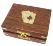 Spielkartenbox, Holz, inklusive Kartenspiel, 11,5x9x3,7cm
