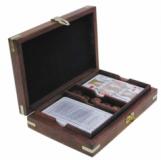 Karten-Wuerfel-Box, Holz, inklusive Kartenspiel, 17,5x12x4cm