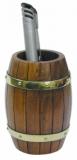 Penhalter im Fassdesign, Holz/Messing, H: 9,5cm, Dm: 6,5cm