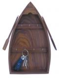 Schluesselrack - Boot, Holz mit Messinghaken, 22x37,5x6cm
