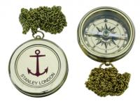 Kompass mit Ankergravur, mit Kette, Messing, Dm: 6cm