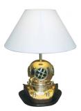 Lampe - Taucherhelm, elektrisch 230V, Kupfer/Messing/Holz, H: 45