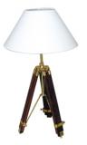 Stativ-Lampe, Holz/Messing, elektrisch 230V, H: 55/94cm, Dm: 35c