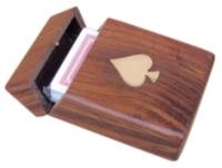 Kartenbox mit Klappdeckel, Holz, 11x7,5x3,5cm