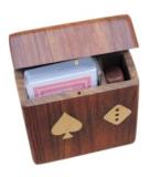 Karten-Wuerfel-Box mit Klappdeckel, Holz, 11x10x3,5cm