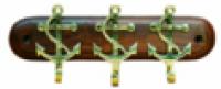 Schluesselhaken - 3 Anker, Messing, auf Holz, 18x7cm