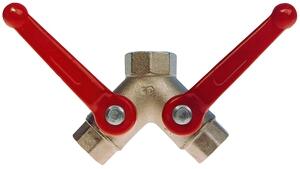 Kugelhahn m.doppeltem Auslauf 1 1/4 x 1 x 1